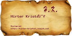 Hirter Kristóf névjegykártya